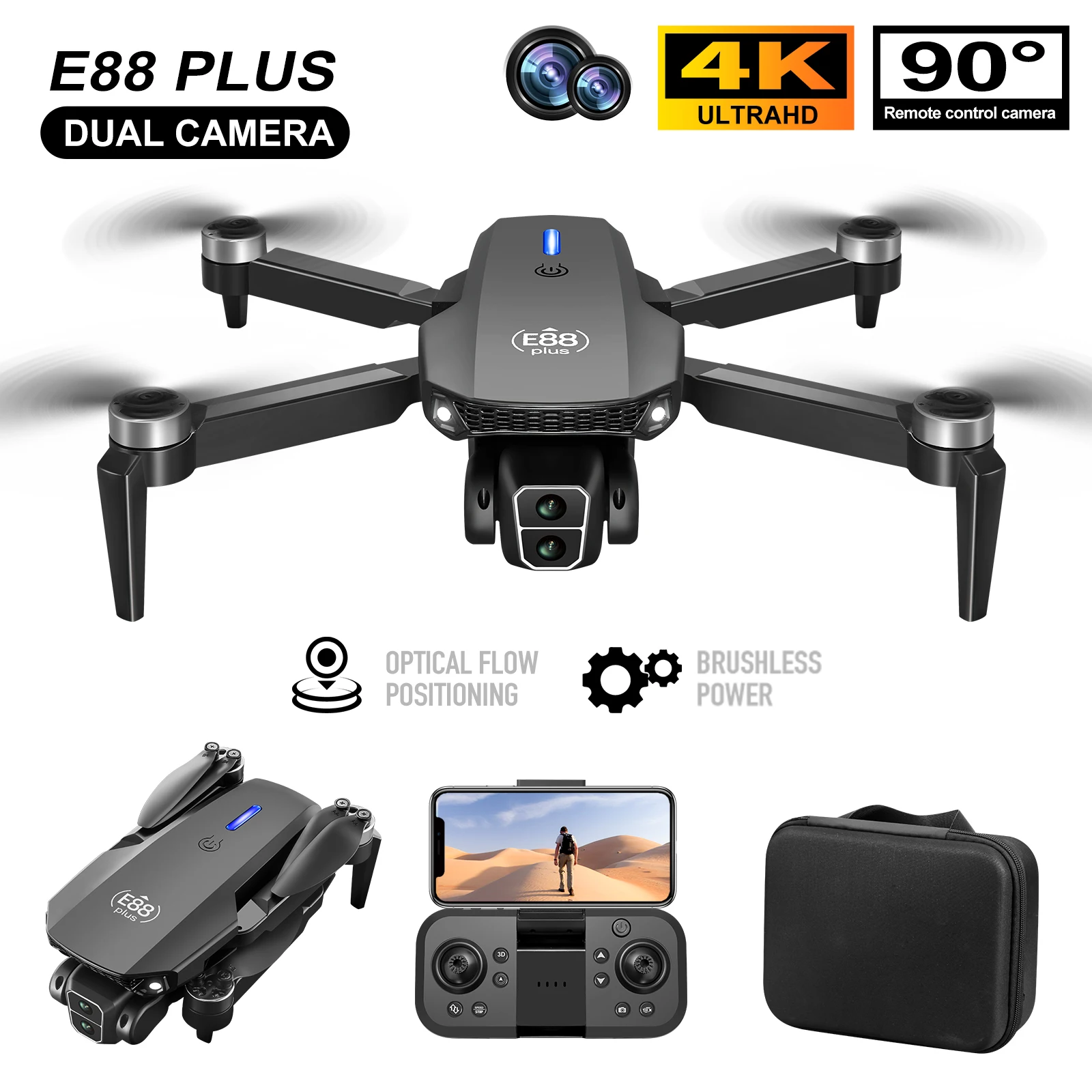Drone Camera Night Vision - Neue E88 Plus Quadrocopter-Drohne: 90 °